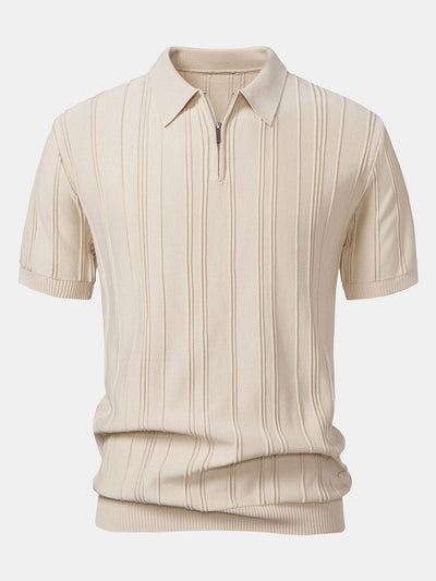 Hunter | Stripe Jacquard Zipper Knit Polo Shirt