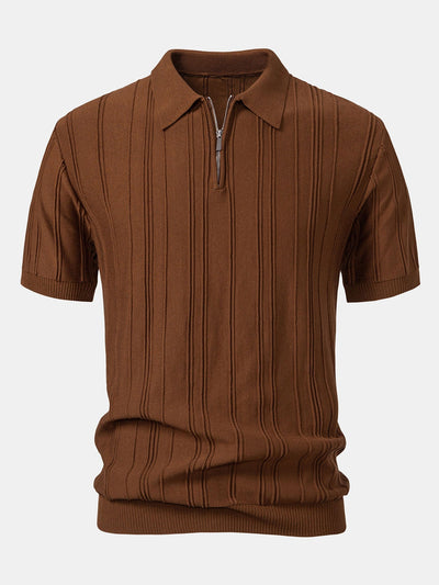 Hunter | Stripe Jacquard Zipper Knit Polo Shirt
