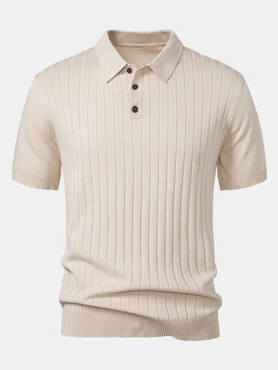 Landon | Stripe Knit Polo Shirt