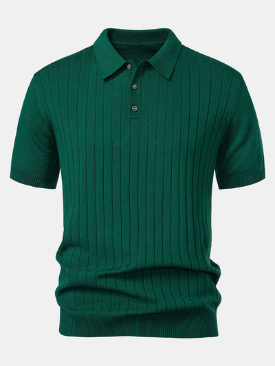 Landon | Stripe Knit Polo Shirt