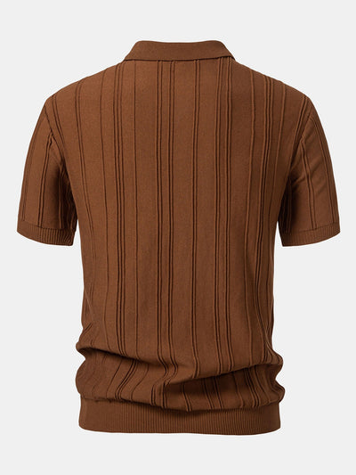 Hunter | Stripe Jacquard Zipper Knit Polo Shirt