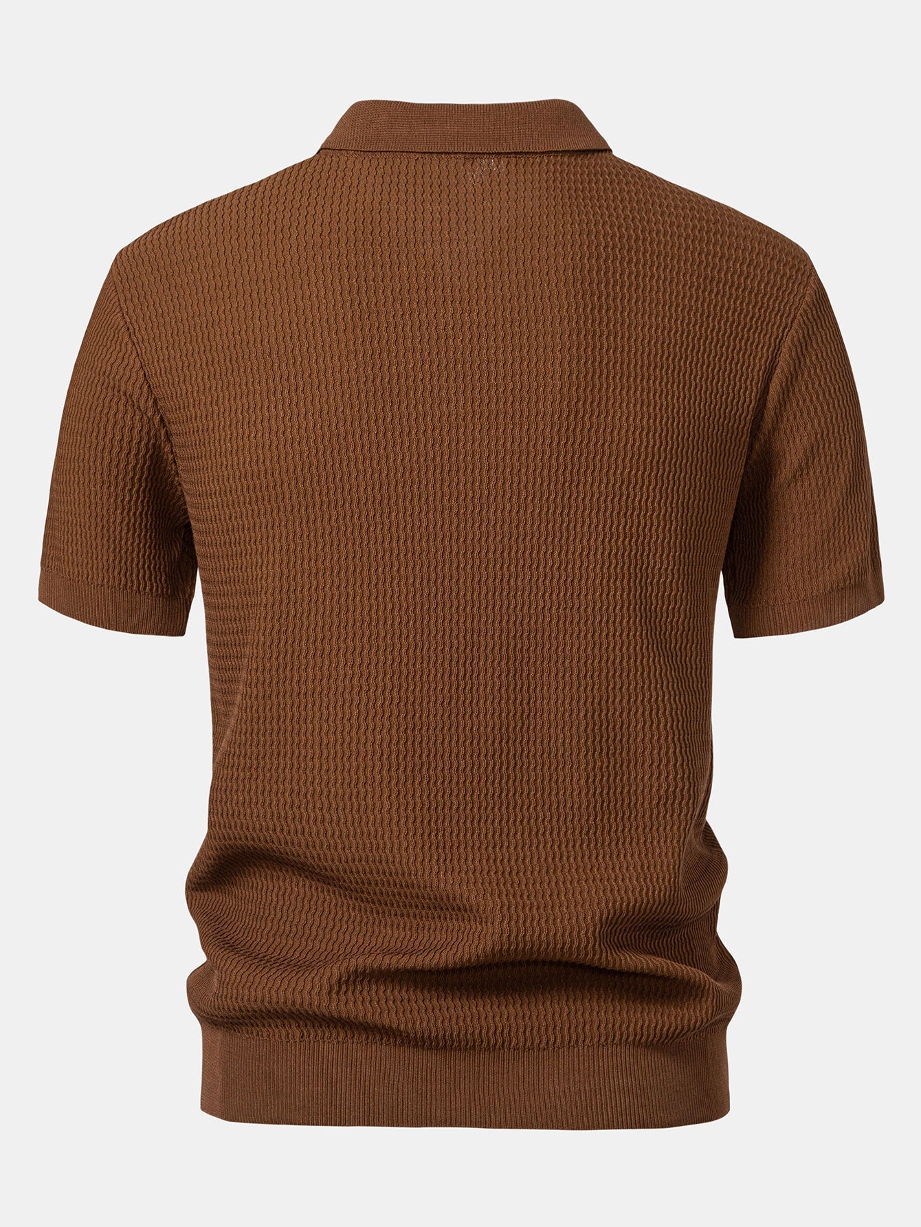 Caleb | Wave Jacquard Knit V Neck Polo Shirt