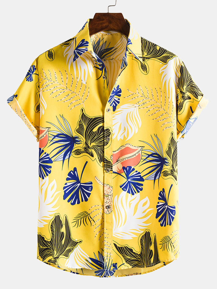 Marcus® | Tropical Plants Lapel Shirts