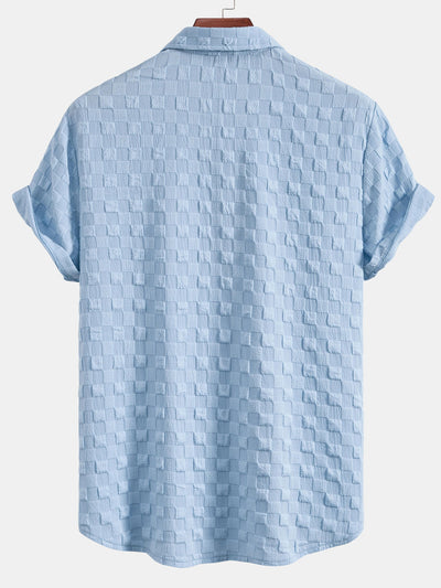 Jasper® | Checkerboard Jacquard Button Up Shirt & Drawstring Shorts