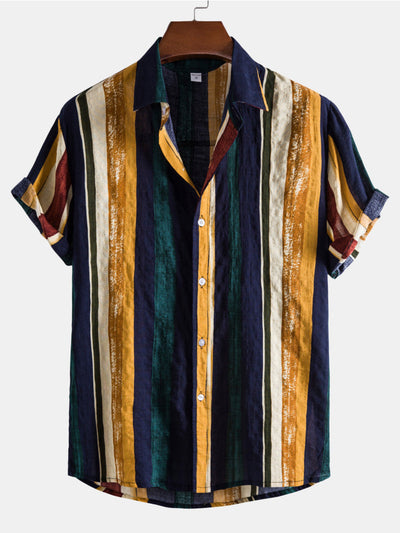Armand® | Cotton Stripes Short Sleeve Shirts