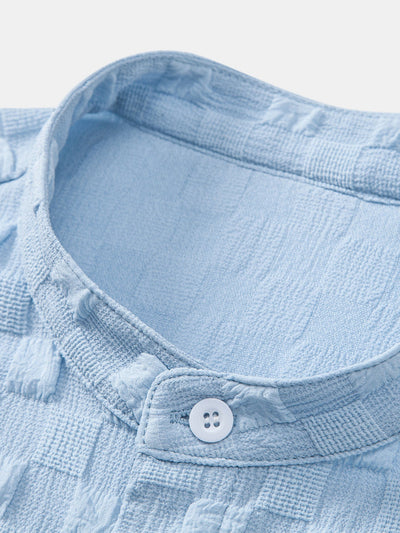 Jay® | Checkerboard Jacquard Stand Collar Shirt & Checkerboard Jacquard Shorts