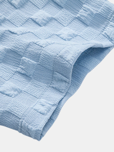 Jay® | Checkerboard Jacquard Stand Collar Shirt & Checkerboard Jacquard Shorts