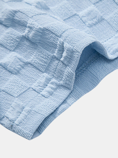 Jasper® | Checkerboard Jacquard Button Up Shirt & Drawstring Shorts