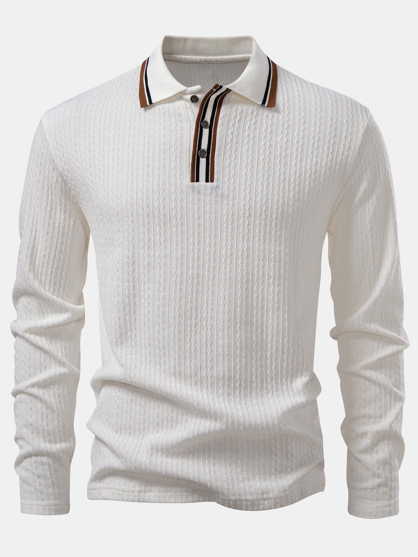Ludovico® | Long Sleeve Twist Jacquard Polo Shirt
