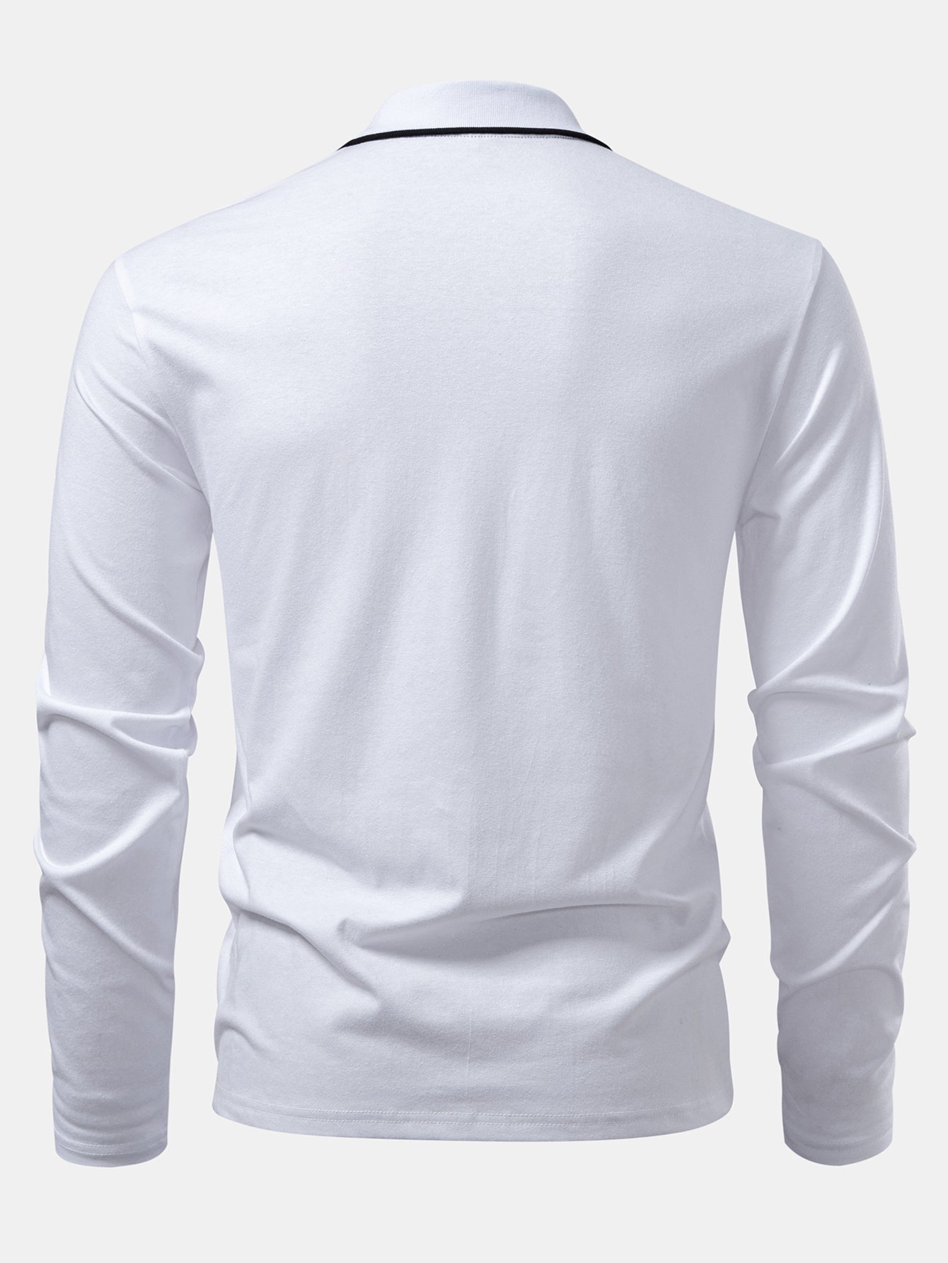 Mason | Long Sleeved Contrast Polo Shirt With Pocket