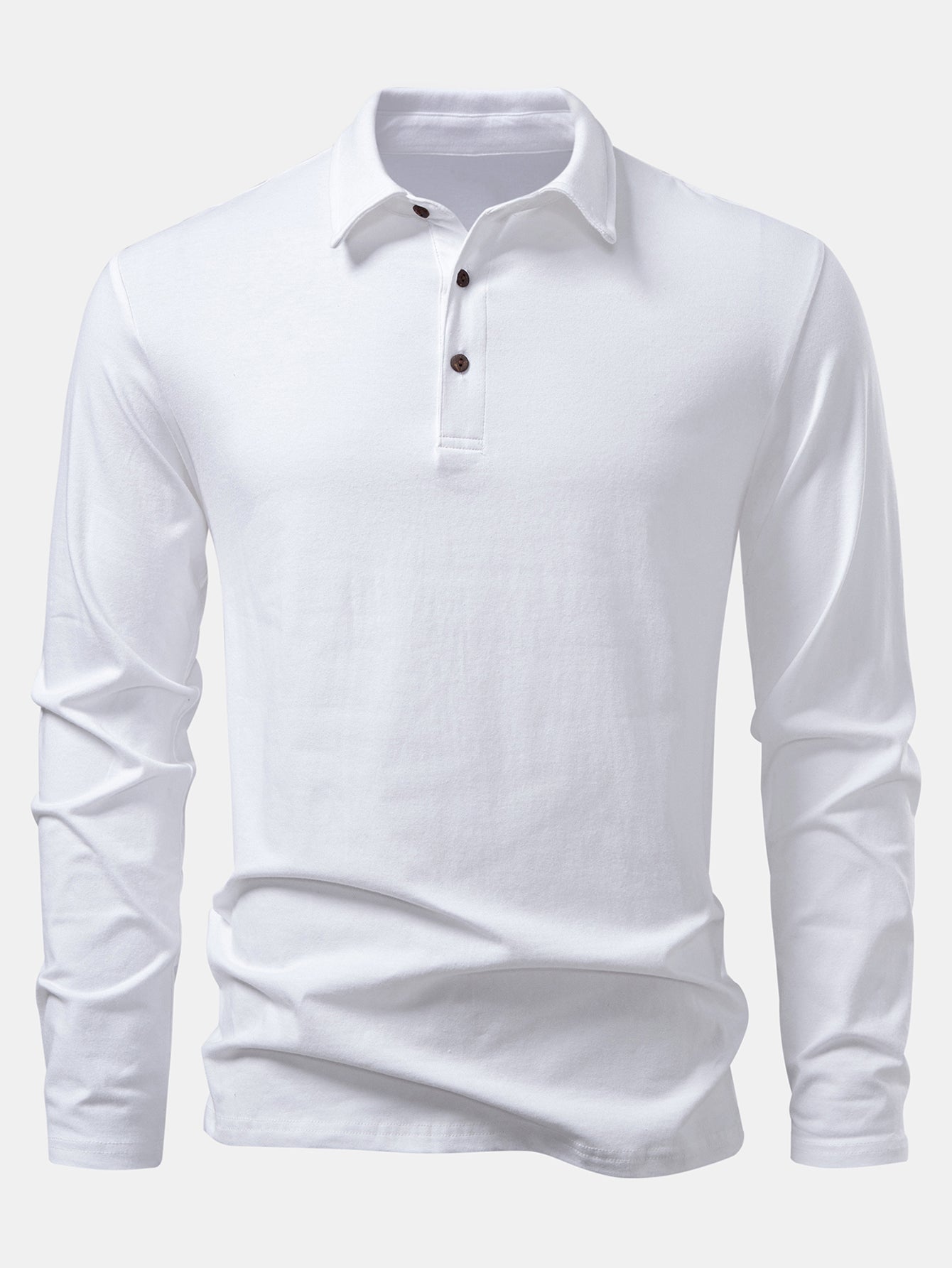 Livio® | Solid Long Sleeve Cotton Polo Shirt