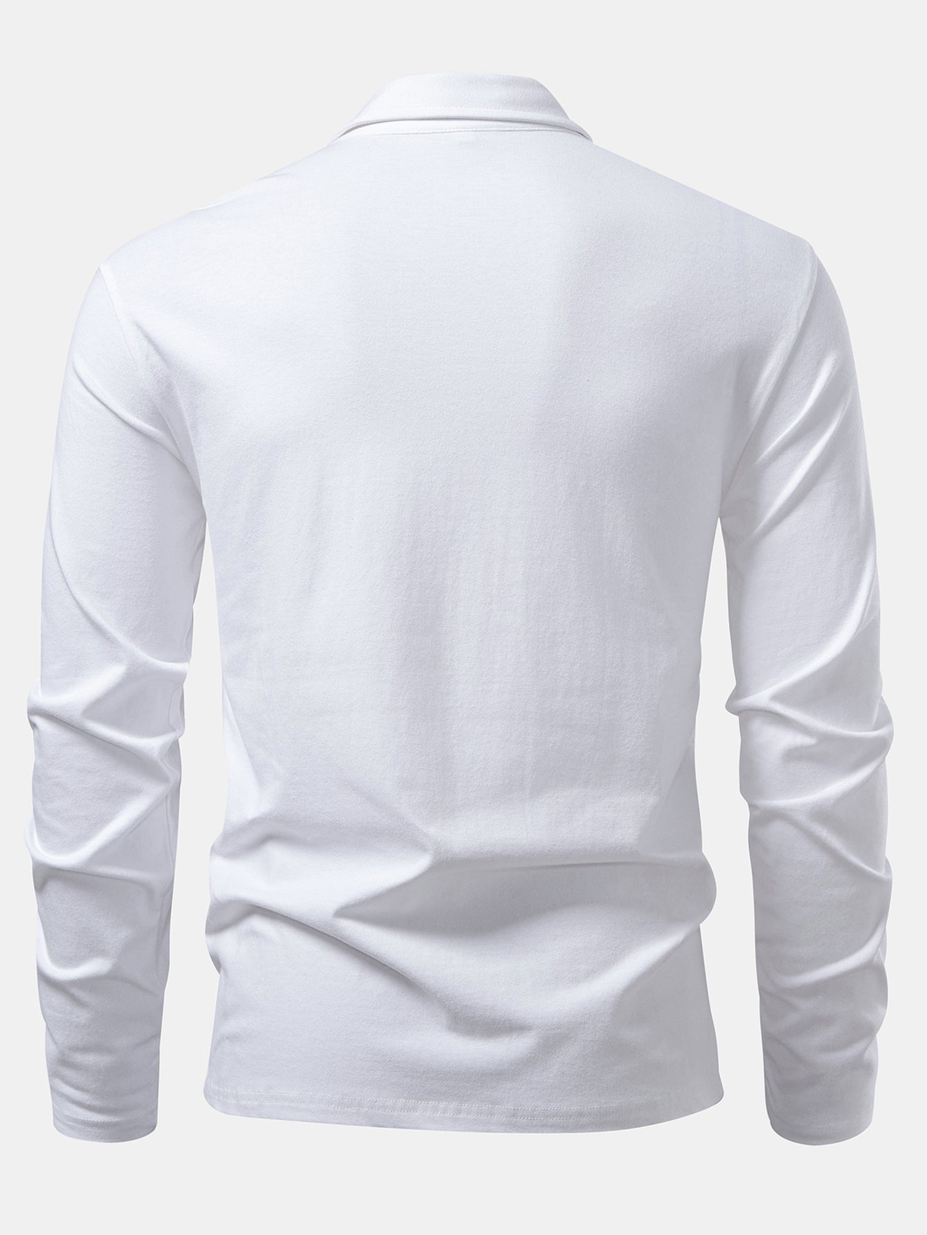 Liam | Solid Long Sleeve Cotton Polo Shirt