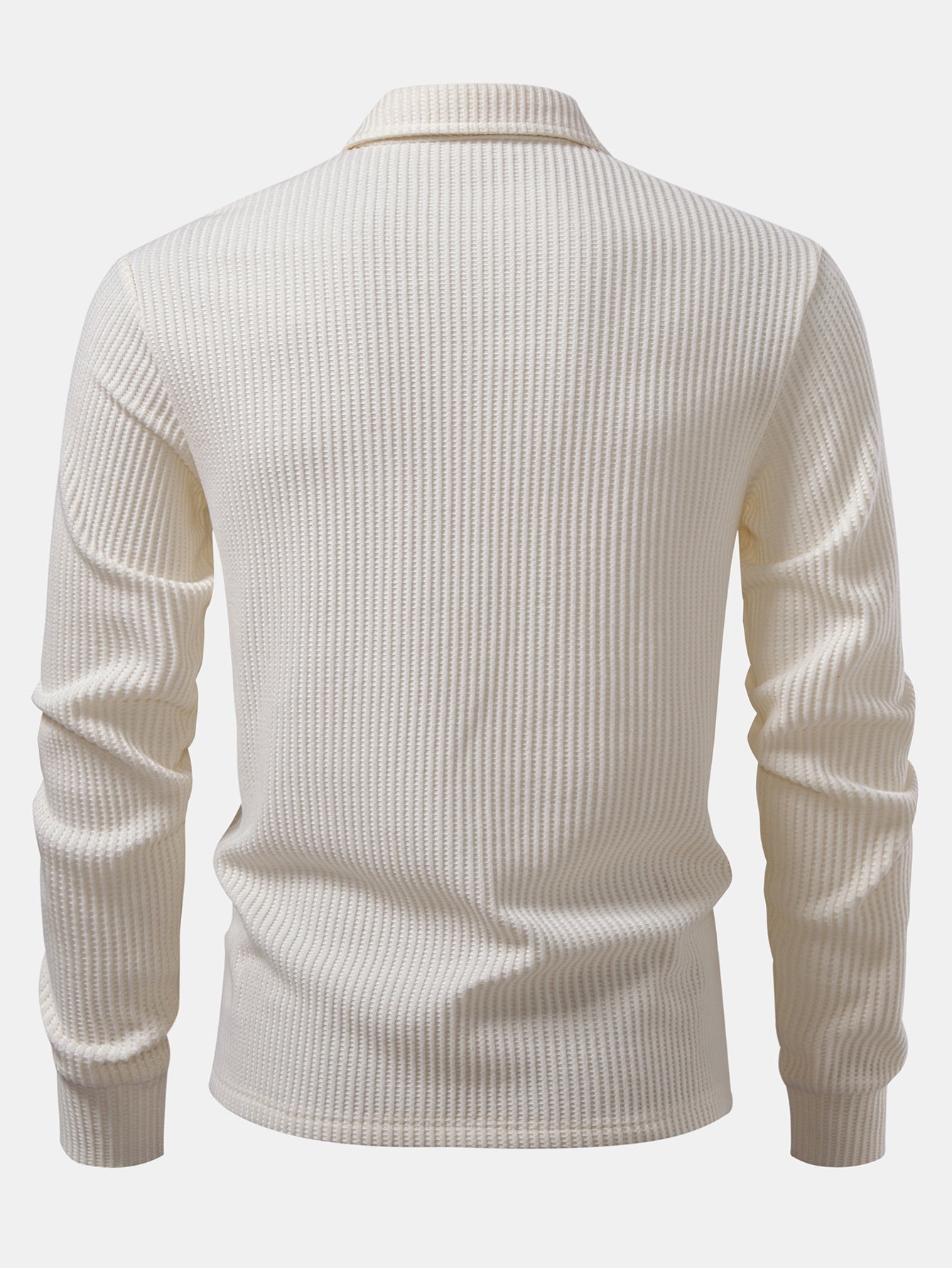 Zachary | Long Sleeved Knitted Waffle Polo Shirt