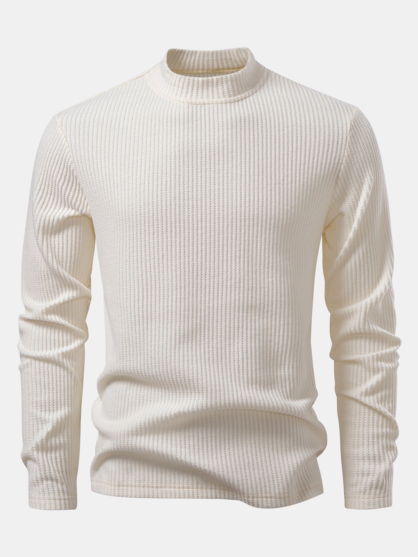 Ismael® | Long Sleeve Waffle Mock Neck T-Shirt