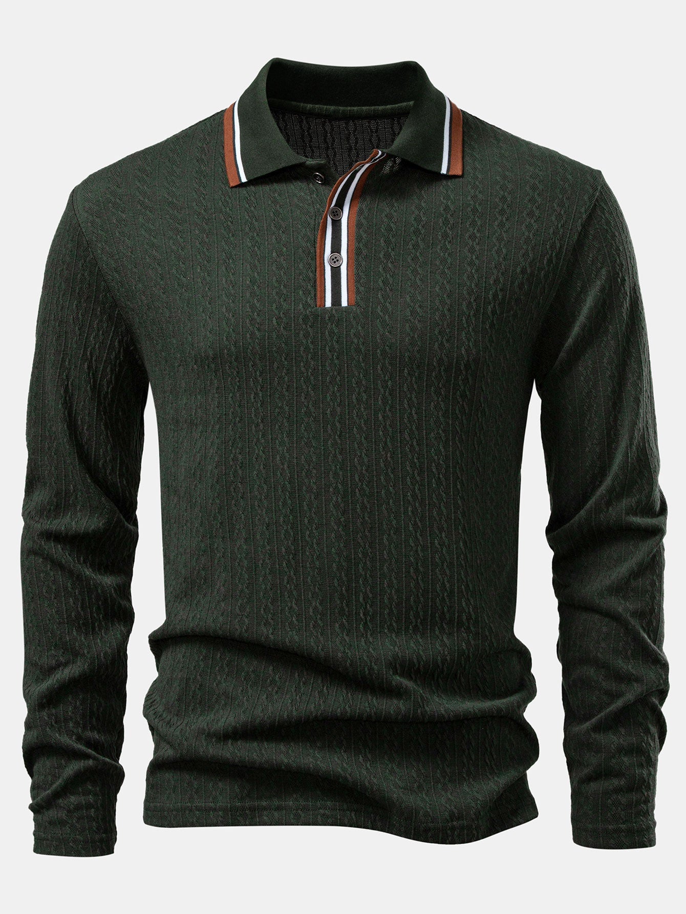 Jacob | Long Sleeve Twist Jacquard Polo Shirt