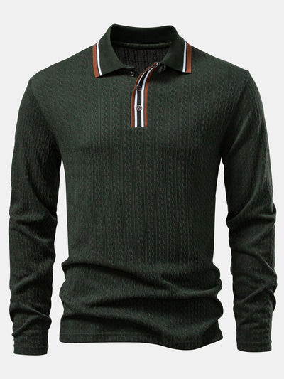 Jacob | Long Sleeve Twist Jacquard Polo Shirt