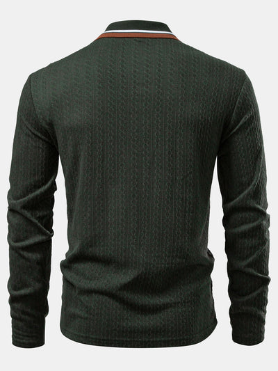 Jacob | Long Sleeve Twist Jacquard Polo Shirt