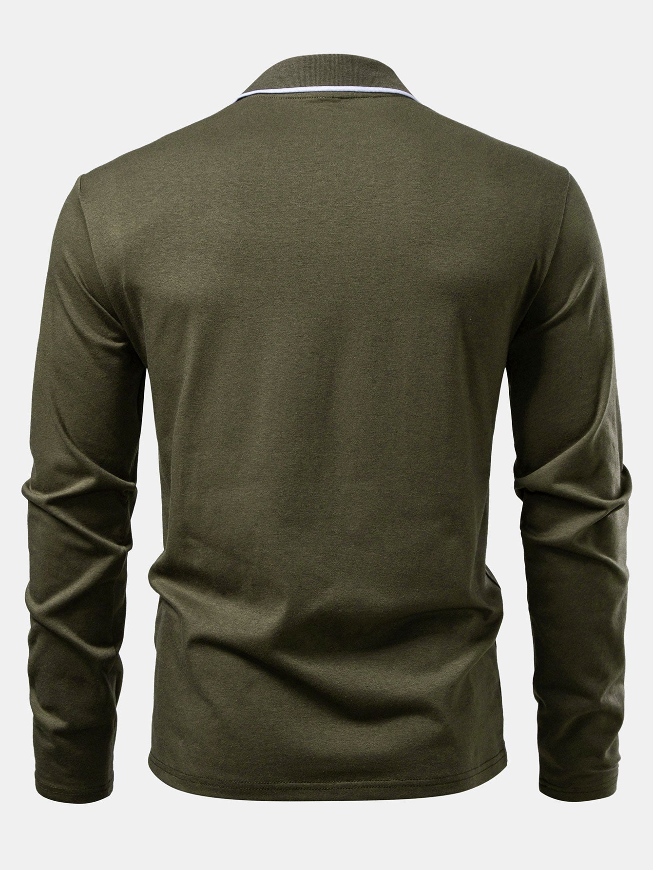 Mason | Long Sleeved Contrast Polo Shirt With Pocket