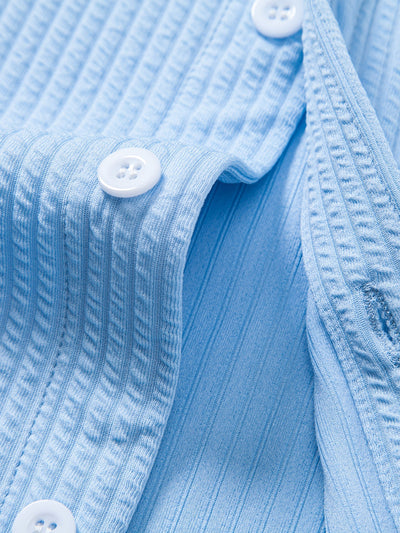 Kalil® | Long Sleeve Muscle Fit Ribbed Button Up Shirt