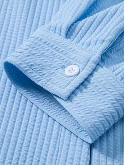 Kalil® | Long Sleeve Muscle Fit Ribbed Button Up Shirt