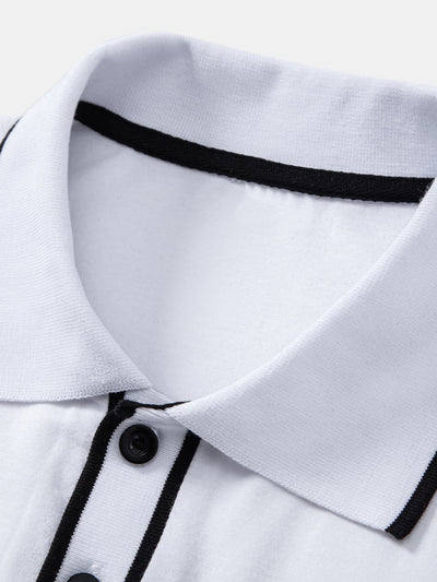 Lucio® | Long Sleeved Contrast Polo Shirt With Pocket