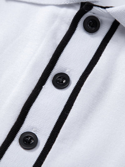 Lucio® | Long Sleeved Contrast Polo Shirt With Pocket