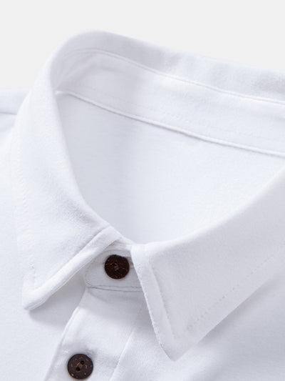 Livio® | Solid Long Sleeve Cotton Polo Shirt