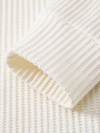 Iliás® | Long Sleeved Knitted Waffle Polo Shirt & Drawstring Knitted Waffle Pants