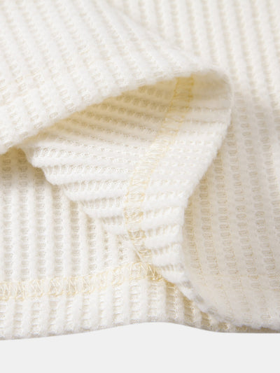 Imran® | Long Sleeve Waffle Mock Neck T-Shirt & Drawstring Knitted Waffle Pants