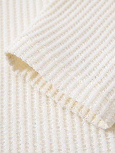Imran® | Long Sleeve Waffle Mock Neck T-Shirt & Drawstring Knitted Waffle Pants