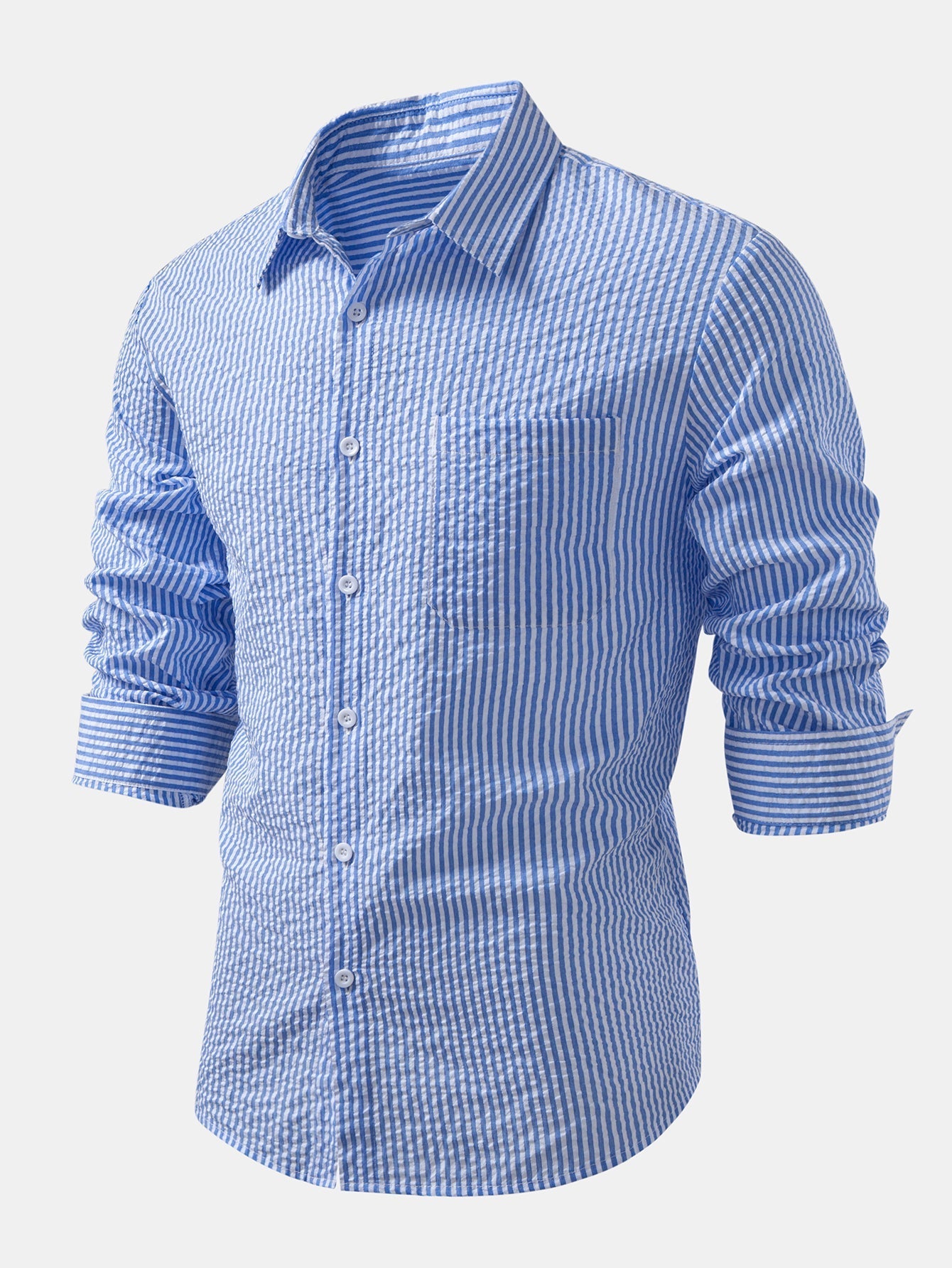 Ignacio® | Seersucker Striped Button Up Shirt & Straight Leg Linen Pants