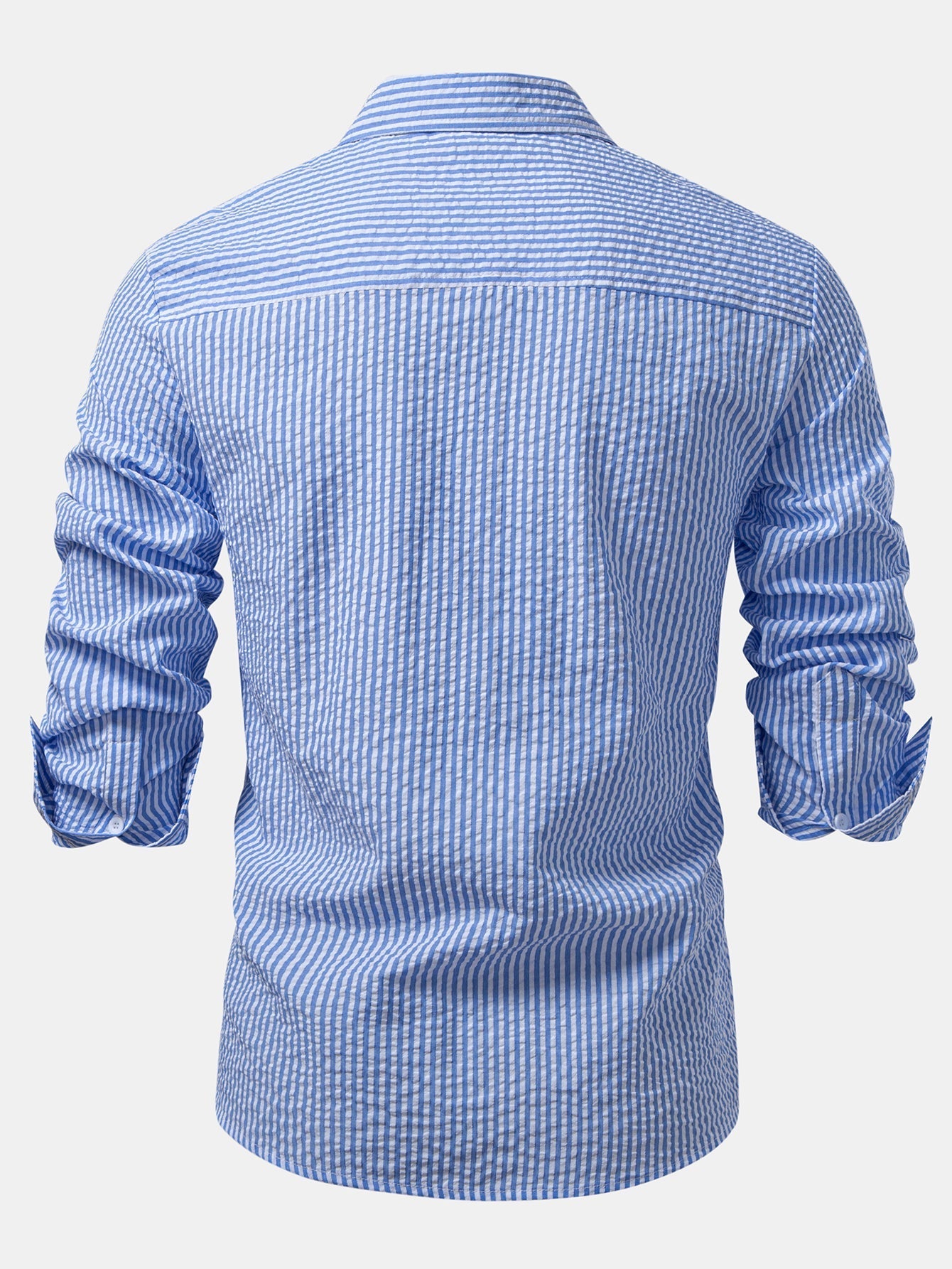 Ignacio® | Seersucker Striped Button Up Shirt & Straight Leg Linen Pants