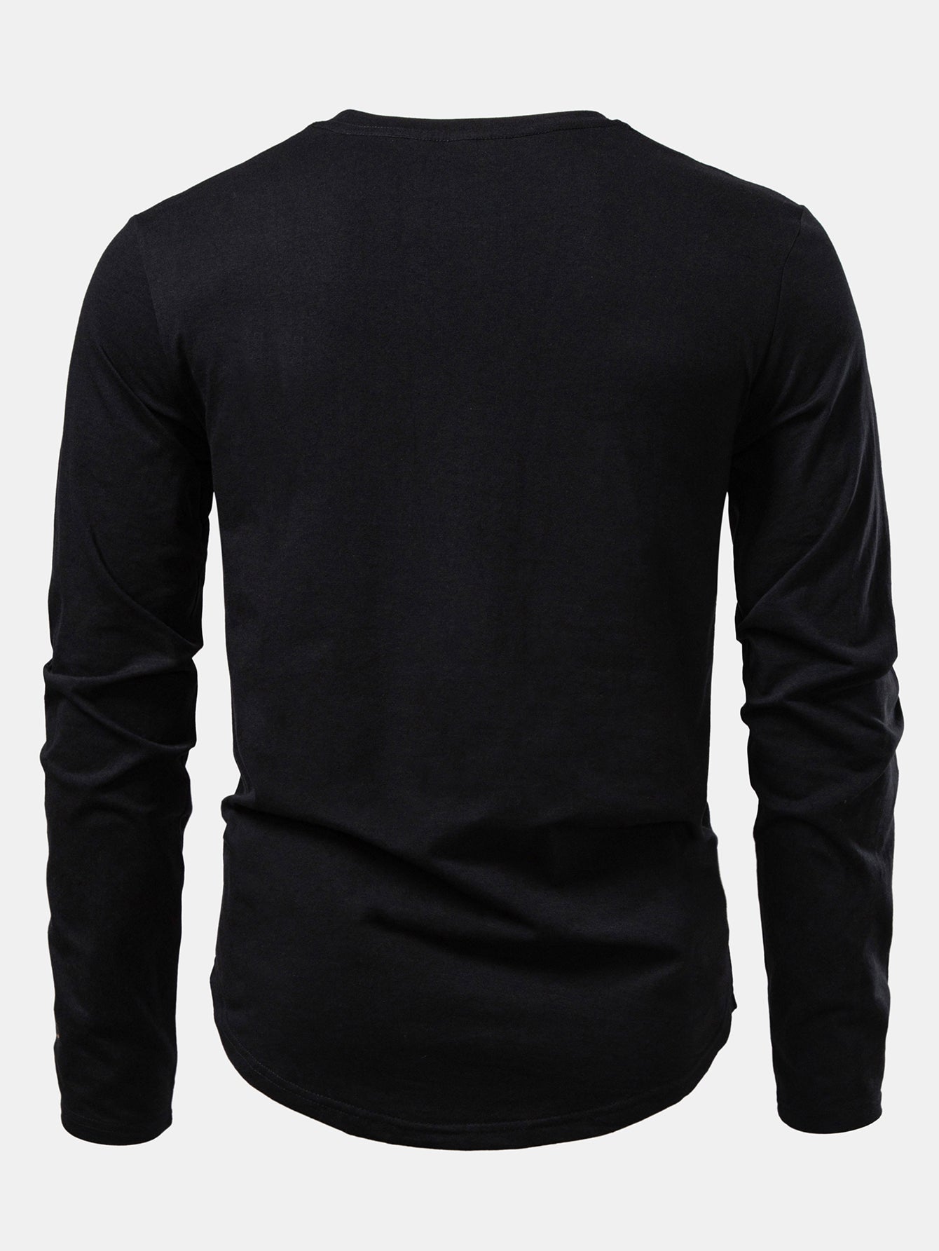Mahmoud® | Basic Long Sleeve Cotton Arc Hem T-Shirt