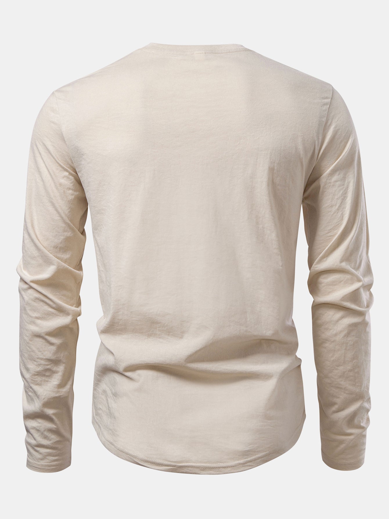 Mahmoud® | Basic Long Sleeve Cotton Arc Hem T-Shirt