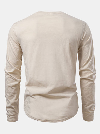 Mahmoud® | Basic Long Sleeve Cotton Arc Hem T-Shirt