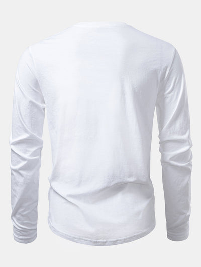 Mahmoud® | Basic Long Sleeve Cotton Arc Hem T-Shirt