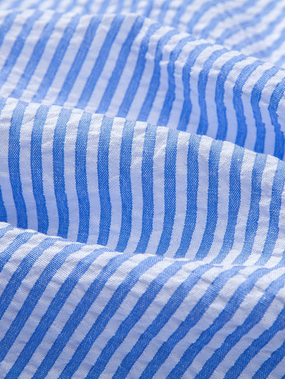 Ignacio® | Seersucker Striped Button Up Shirt & Straight Leg Linen Pants