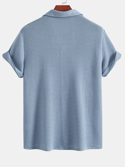 Ian® | Textured Cuban Shirt & Linen Cotton Blend Drawstring Shorts