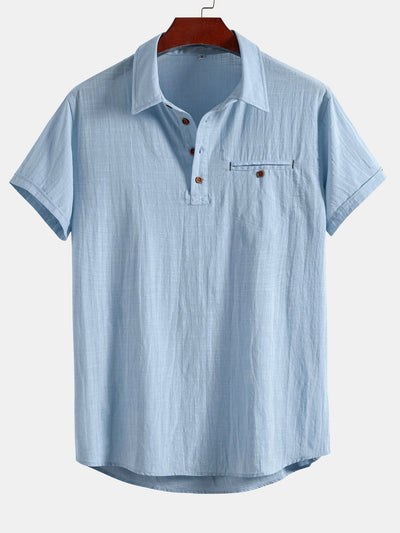 Aristides® | Short Sleeve Linen Look Polo Collar Shirt
