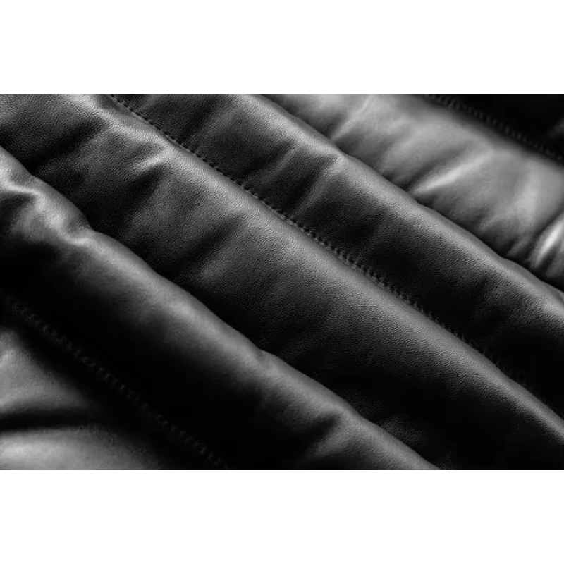 Teón | Warm men's leather jacket with stand-up collar - Lined and modern