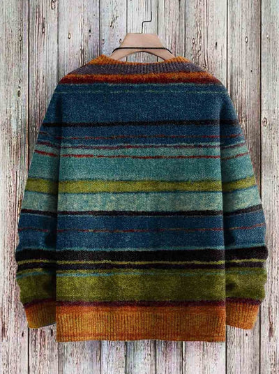 Nigel | Women's knitted sweater with vintage stripes - casual style - round neck