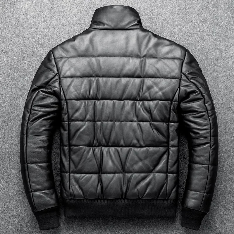 Teón | Warm men's leather jacket with stand-up collar - Lined and modern
