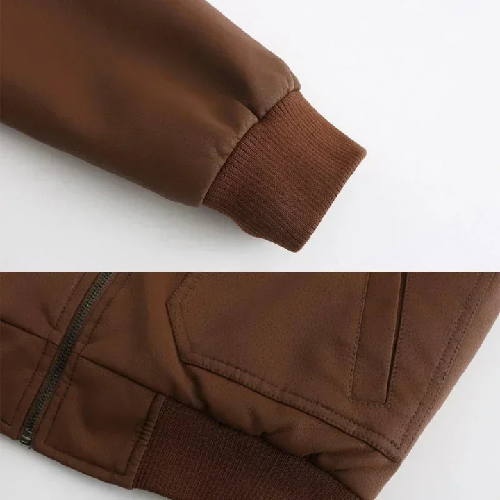 Teseo | Robust men's leather jacket with hood and practical pockets