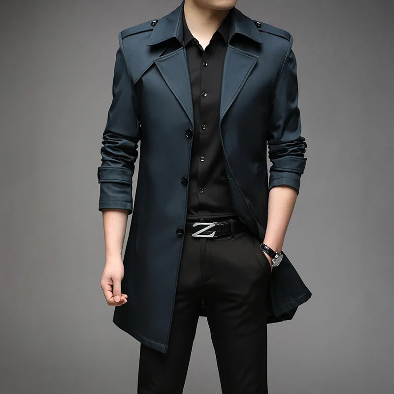 Otis | Elegant men's trench coat – classic coat with shoulder details