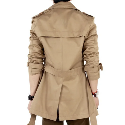 Paris | Men's long trench coat with belt - elegant business coat