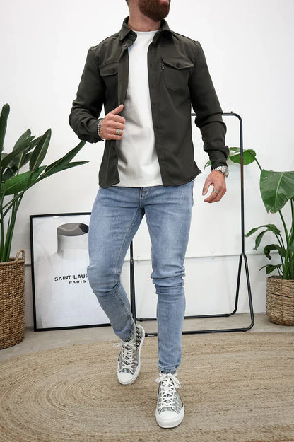 Taylor® | Shirt jacket with button closure
