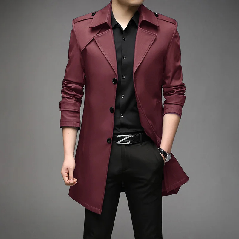 Otis | Elegant men's trench coat – classic coat with shoulder details