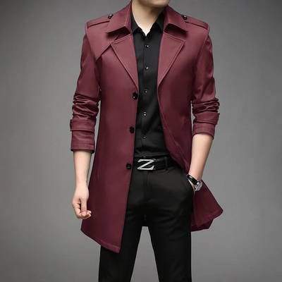 Otis | Elegant men's trench coat – classic coat with shoulder details