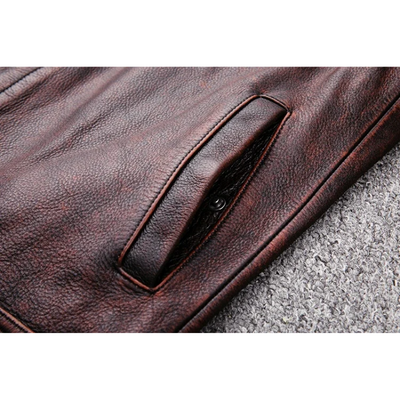 Théo | Elegant men's genuine leather jacket with zipper and buttons