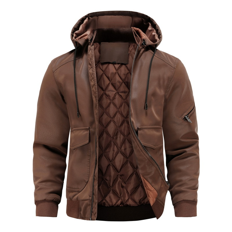 Alex® | Leather Hooded Jacket
